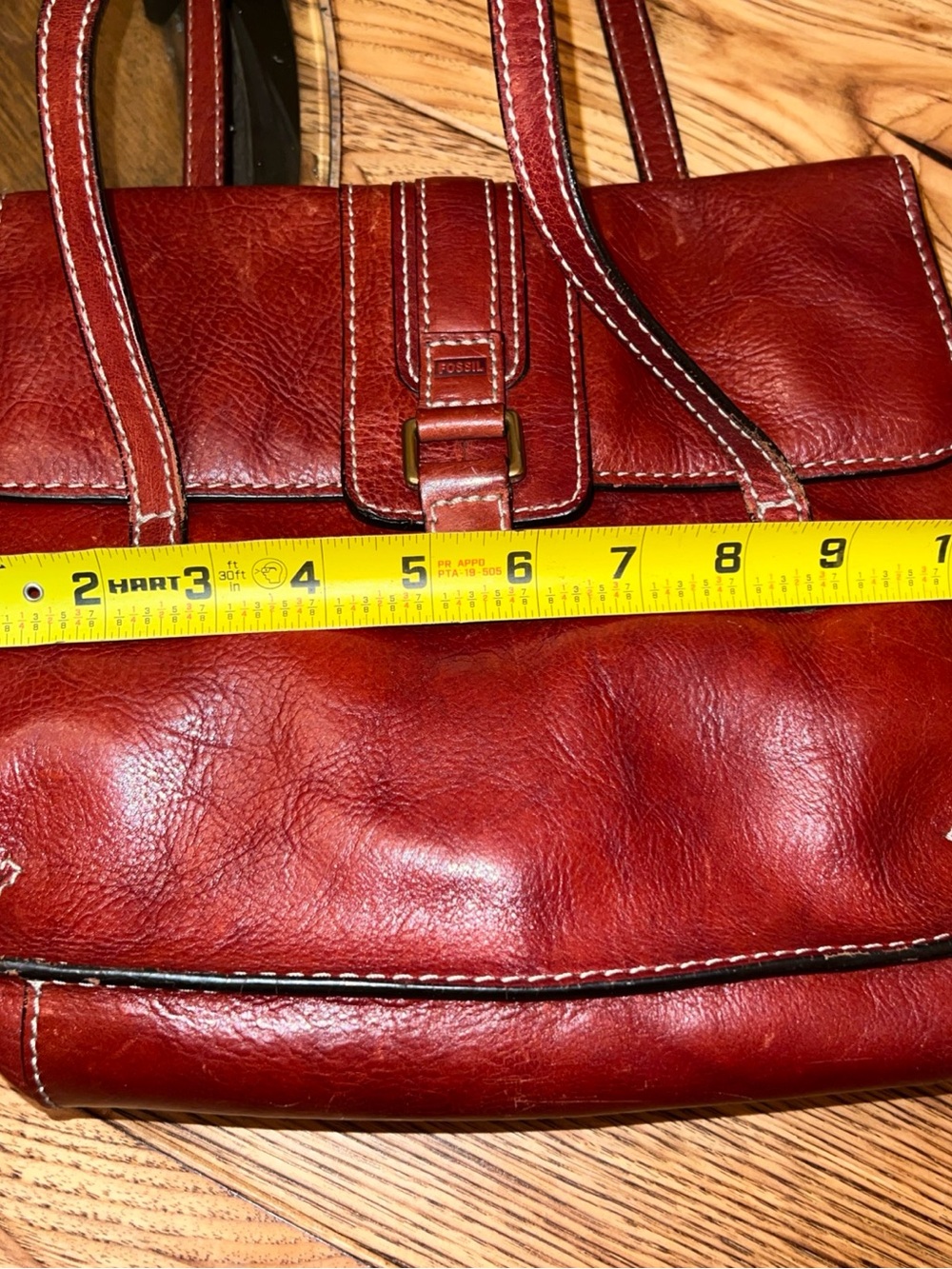 Vintage FOSSIL Sedona Red Saddle Leather Double Handle Handbag Purse - Picture 12 of 14